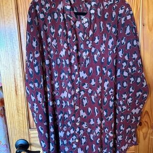 Free People Burgundy Leopard Print Top